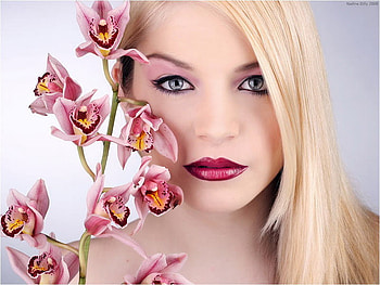 orchid beauty, orchid, pink, blond, beauty HD wallpaper