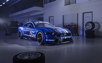 2021, Ford Mustang GT, , front view, Ford Mustang tuning, blue Mustang, american cars, sports cars, Ford HD wallpaper