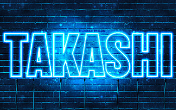 Happy Birtay Takashi, , blue neon lights, Takashi name, creative, Takashi Happy Birtay, Takashi Birtay, popular japanese male names, with Takashi name, Takashi HD wallpaper