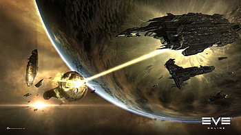 EVE Online, Massive multiplayer space game, Retro science fiction, Illustrated art HD wallpaper