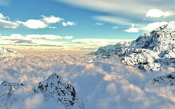 Nature, Mountains, Clouds, Snow, Patterns, Height, Shroud, Cover, Azure, Purity, Clarity HD wallpaper