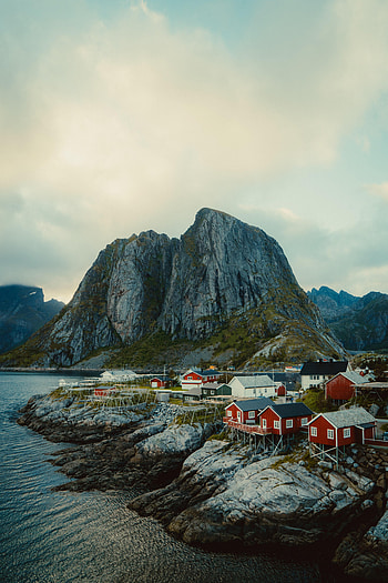 Landscape, Nature, Houses, View From Above, Mountain, Coast, Norway, Scandinavia HD phone wallpaper