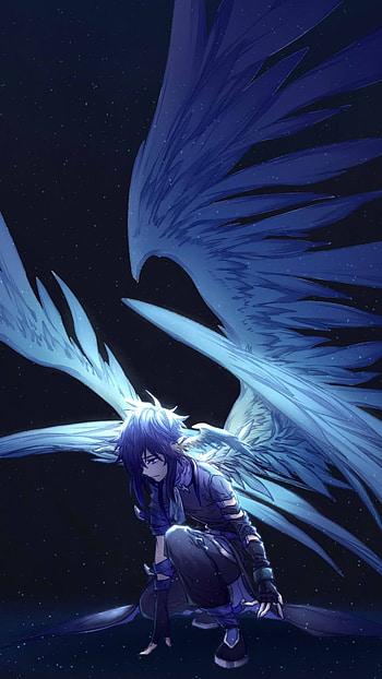 short hair, wings, Anime, angel HD phone wallpaper
