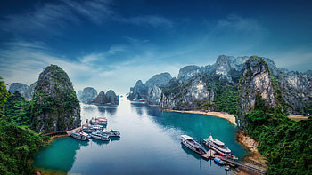Ha Long Bay, ha-long-bay, boats, lake, mountains, nature HD wallpaper