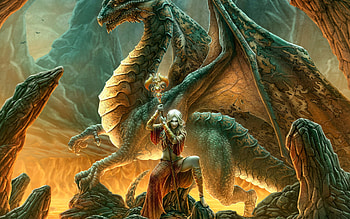 Dragon and girl, Fantasy bond, Mysterious connection, Magical companionship HD wallpaper