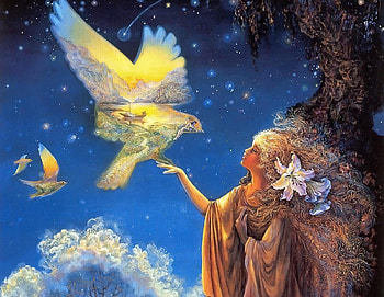 Birds, Fantasy, Sky, Stars, Hand, Girl, Vision HD wallpaper