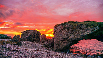 Arches Provincial Park, Newfoundland and Labrador, canada, sea, landscape, clouds, colors, sky, rocks HD wallpaper