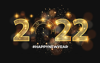 Happy New Year!, golden, black, craciun, christmas, yellow, card, 2022, new year HD wallpaper