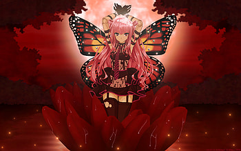 Gloomy Butterfly, anime, butterfly, red, gloomy, girl, blood HD wallpaper