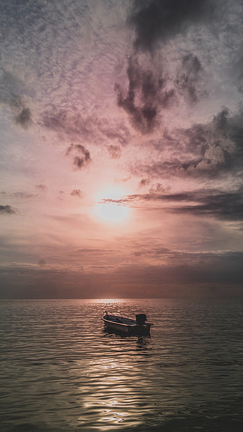 Nature, Sunset, Sea, Twilight, Dusk, Evening, Boat HD phone wallpaper