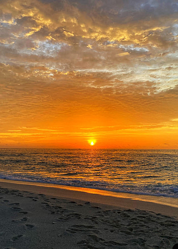 Nature, Sunset, Sea, Beach, Horizon, Coast HD phone wallpaper