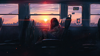 Alone In Train , alone, train, artist, artwork, digital-art, deviantart HD wallpaper