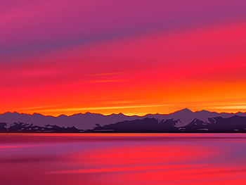 Rivers, Sunset, Art, Mountains HD wallpaper