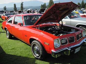 1975 Pontiac Ventura, headlights, black, graphy, grass, Pontiac, green, red, trees, tires HD wallpaper