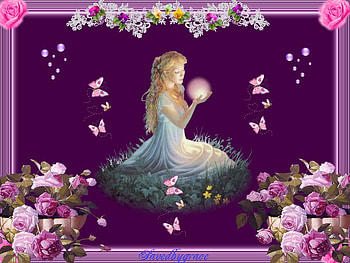 Enchanting Beauty, golden beauty, abstract, roses, butterflys, 3d, fantasy, flowers HD wallpaper