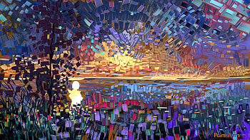 Little Angel, digital-art, sunset, geometry, colorful, artist, artwork, deviantart HD wallpaper