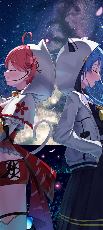 Hoshimachi Suisei & Sakura Miko, hololive, Hoshimachi Suisei, Anime, Virtual Youtuber HD phone wallpaper