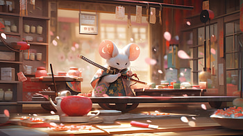 Samourai Mouse, samurai, mouse, Japan, AI Art HD wallpaper