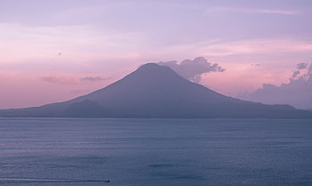 Lake Atitlán, Volcán San Pedro, volcano, mountains, sunset, nature HD wallpaper
