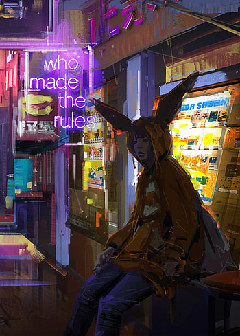 Art, Neon, Illumination, Backlight, Girl, Hood HD phone wallpaper