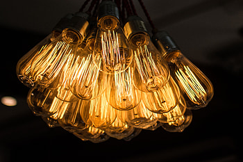 Shine, Light, Miscellanea, Miscellaneous, Electricity, Light Bulbs, Chandelier, Filament, Glower, Edison Lamps HD wallpaper