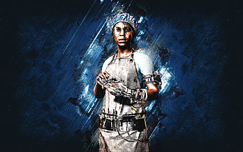 Lucy Thackery, Cyberpunk 2077, blue stone background, Cyberpunk 2077 Characters, Lucy Thackery Cyberpunk, Lucy Thackery character HD wallpaper