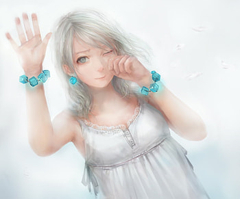 I Guess This Is...Goodbye, blue, art, bracelet, girl, goodbye, earring, jewel, sad, crying HD wallpaper