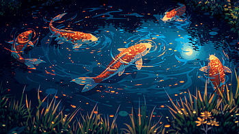 Koi PIxel, koi, pixel art, AI Art HD wallpaper