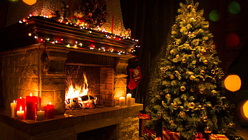 Fire, Christmas Fireplace HD wallpaper