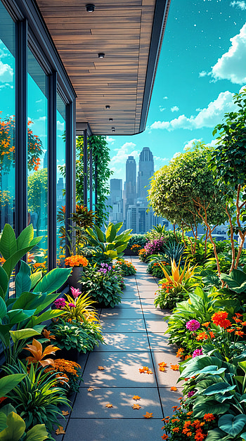 Skyline Sanctuary — Rooftop Garden HD phone wallpaper