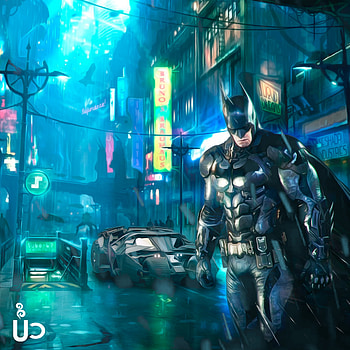 Batman Behind Batmobile, batman, superheroes, behance, artwork, artist HD phone wallpaper