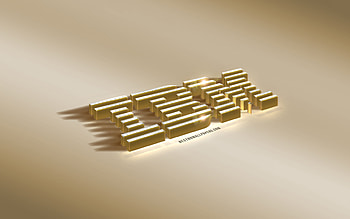 IBM, gold 3D logo, metal 3D emblem, creative 3d art, IBM 3D logo, football, gold background, IBM 3d emblem HD wallpaper