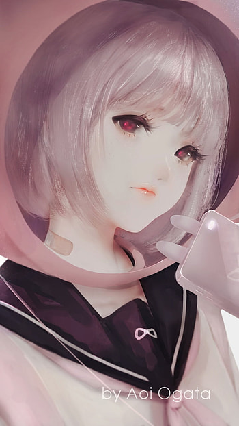 red eyes, white hair, Anime, Original HD phone wallpaper