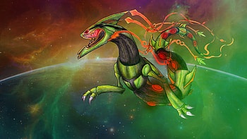 ... Space Roar (Mega-Rayquaza FanArt)- by lululock71 HD wallpaper