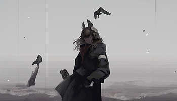 Raven and anime girl, art HD wallpaper
