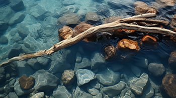 Serene River Driftwood, driftwood, nature, river HD wallpaper