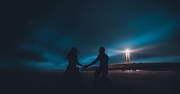 Cycling, couple, silhouette, outdoor HD wallpaper