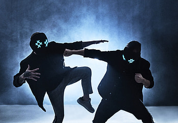 Tungevaag And Raaban, tungevaag-and-raaban, music, dj, mask, neon HD wallpaper