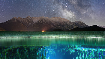 Milkyway Underwater , milky-way, stars, underwater, nature, mountains HD wallpaper
