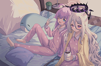 Sorasaki Hina & Takanashi Hoshino, Takanashi Hoshino, Sorasaki Hina, video game, Blue Archive HD wallpaper