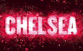 Happy Birtay Chelsea, , pink neon lights, Chelsea name, creative, Chelsea Happy Birtay, Chelsea Birtay, popular american female names, with Chelsea name, Chelsea HD wallpaper