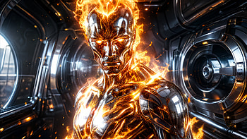 Inferno Sentinel — Fire Elemental ( ), Android, Cyborg HD wallpaper