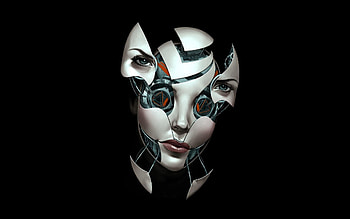 Abstract, Dark Background, Robot, Shards, Smithereens, Compound, Face HD wallpaper