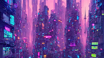 Neon Skyscrapers Embracing The Cyberpunk Cityscape, cyberpunk, scifi, artist, artwork, digital-art HD wallpaper