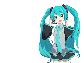 Hatsune Miku, teal, awesome, uniform, artistic, nice, digital, cg, hatsune, aqua eyes, outfit, white, art, twintail, girl, headset, singer, aqua, anime girl, anime, pretty, virtual, blue, black, song, heads, cute, vocaloid, beauty, miku, music, vocaloids, program, skirt, beautiful, diva, tie, aqua hair, cool, idol, micro HD wallpaper