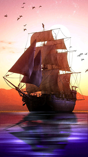 Boat 01, cloud, sky, pirates, ocean, nature, sea HD phone wallpaper