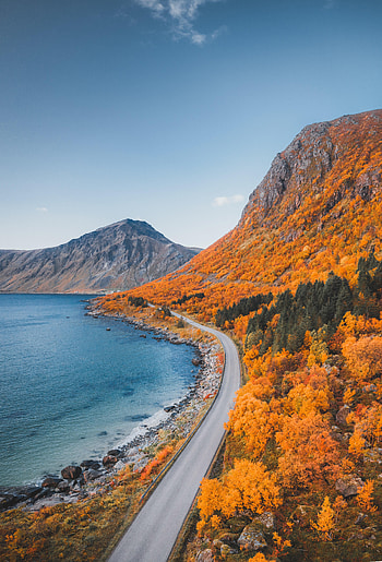 Nature, Mountains, Autumn, Coast, Road HD phone wallpaper