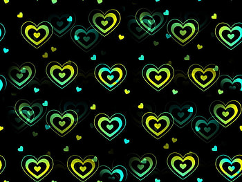GREEN GALORE HEARTS, , hearts, green, yellow HD wallpaper