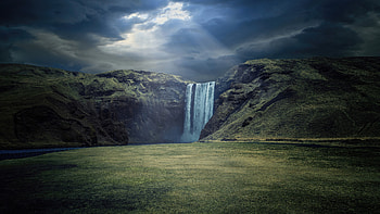 Wonders Of Water A Beautiful Waterfall And Landscape, waterfall, landscape, nature HD wallpaper