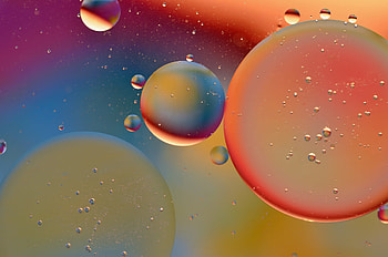 Abstract, bubble, water, blue, oil, orange HD wallpaper